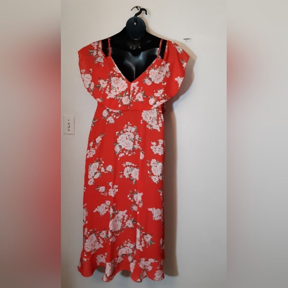 Favlux Fashion red floral cold shoulder dress - Picture 7 of 7